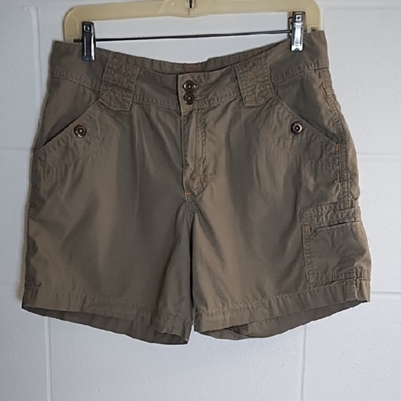 Tan Cargo Shorts with Lightweight Cotton Design Orange Stiching - Picture 10 of 11